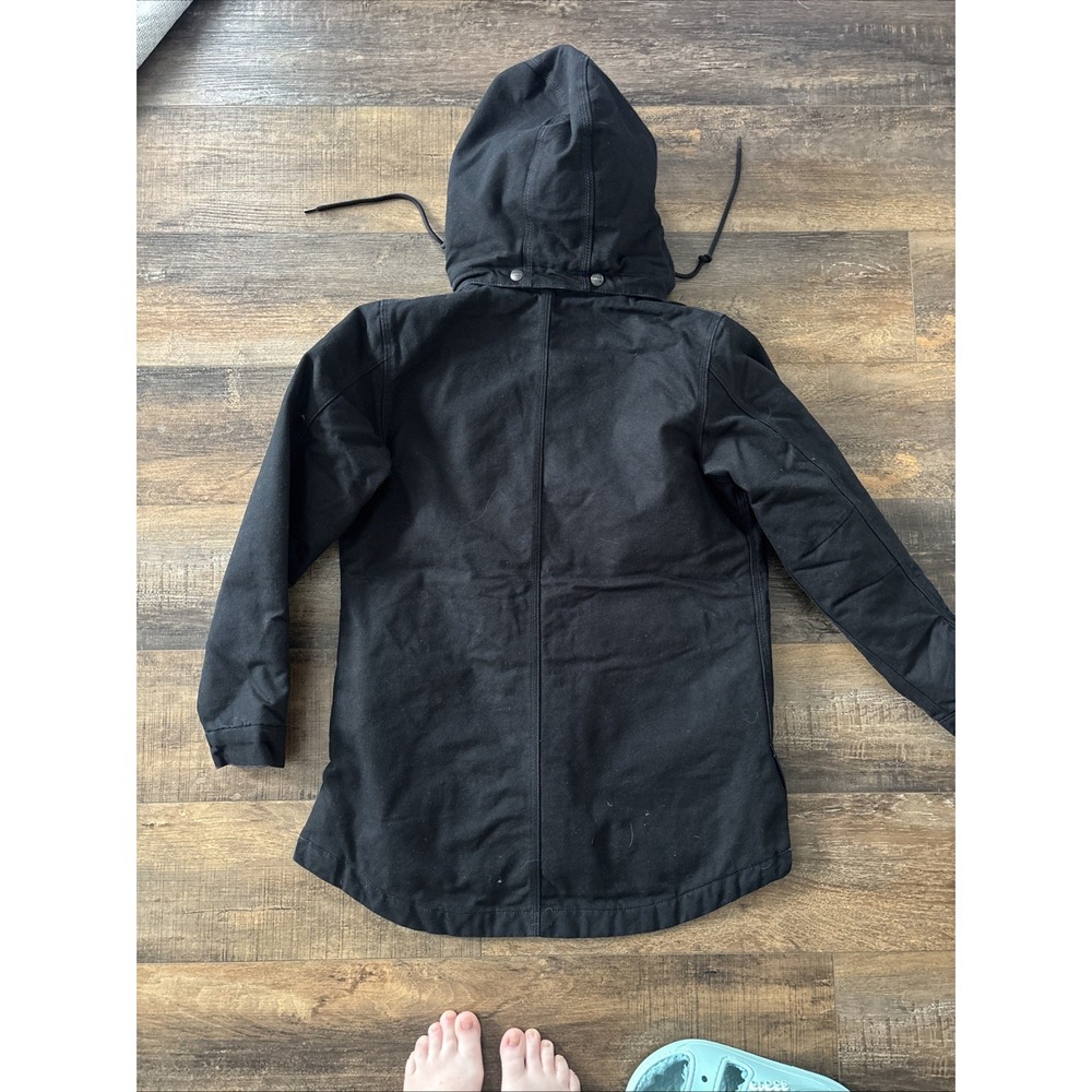 NWT Carhartt Washed Duck Coat Loose Fit Black Small 4-6 OJ5512-W - Picture 8 of 8